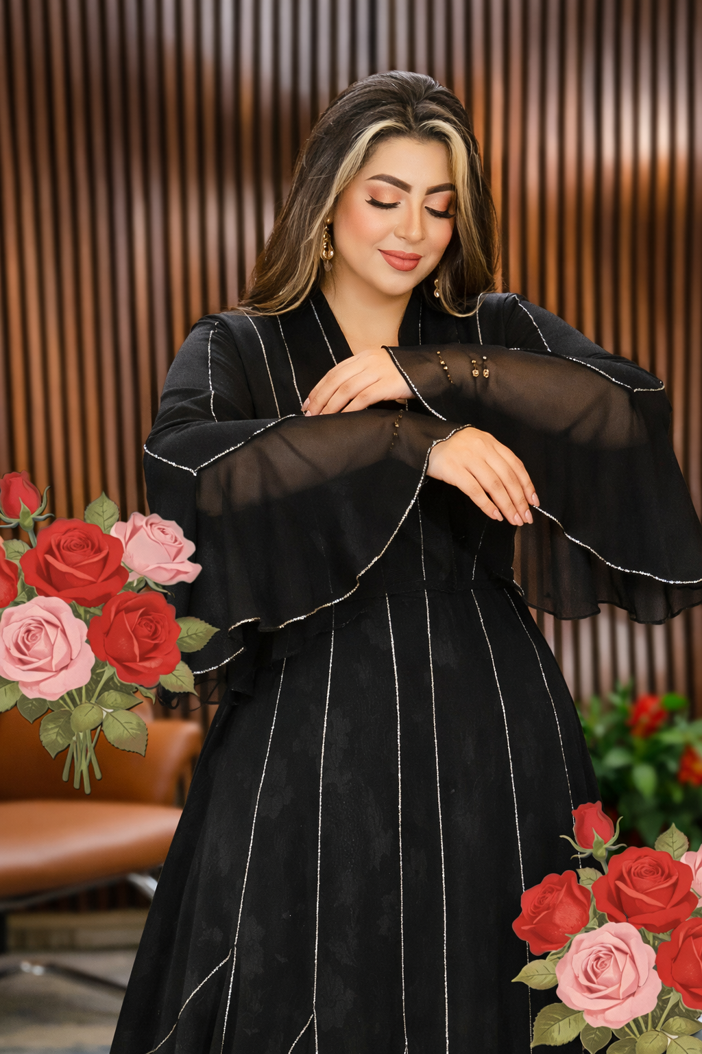 Black Abaya with Silver Detailing
